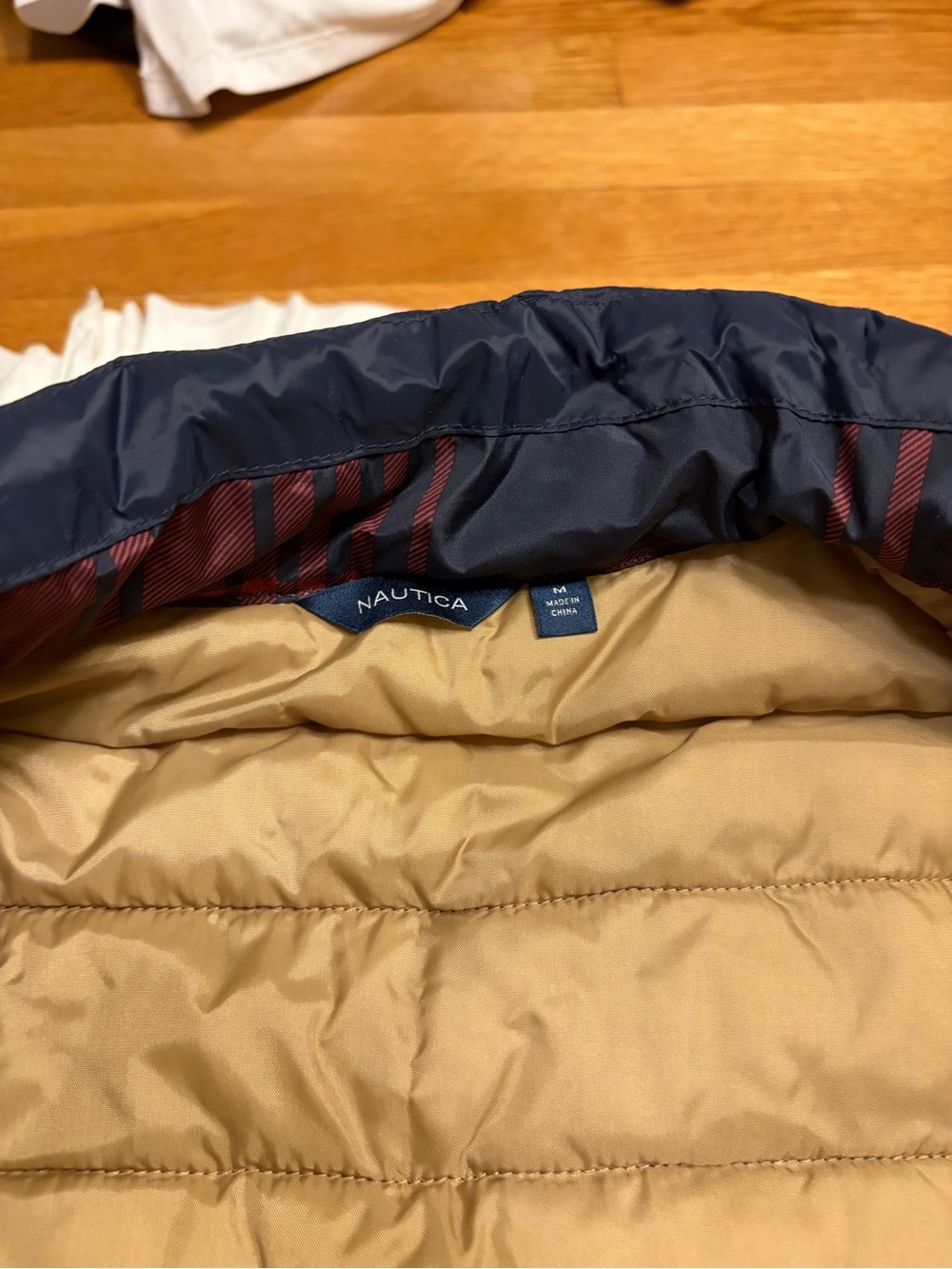 Nautica Navy and Tan Quilted Puffer Jacket